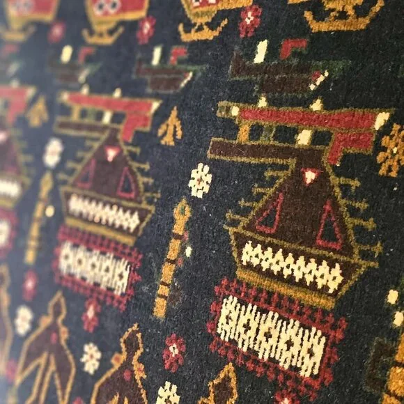 Rare Vintage Afghan Rug - 6'1'' x 3'11'' - Picture 3 of 5